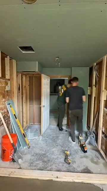 Bathroom stripped to wall framing during an accessibility remodel illustrating plumbing accessibility in sun city grand and sun village